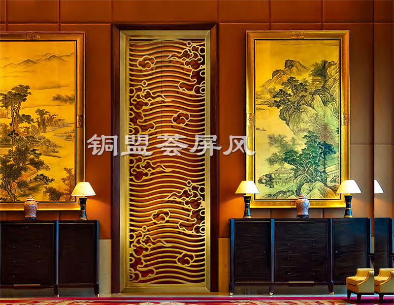 P031,銅藝屏風(fēng),純銅隔斷,室內(nèi)鏤空隔斷屏風(fēng)