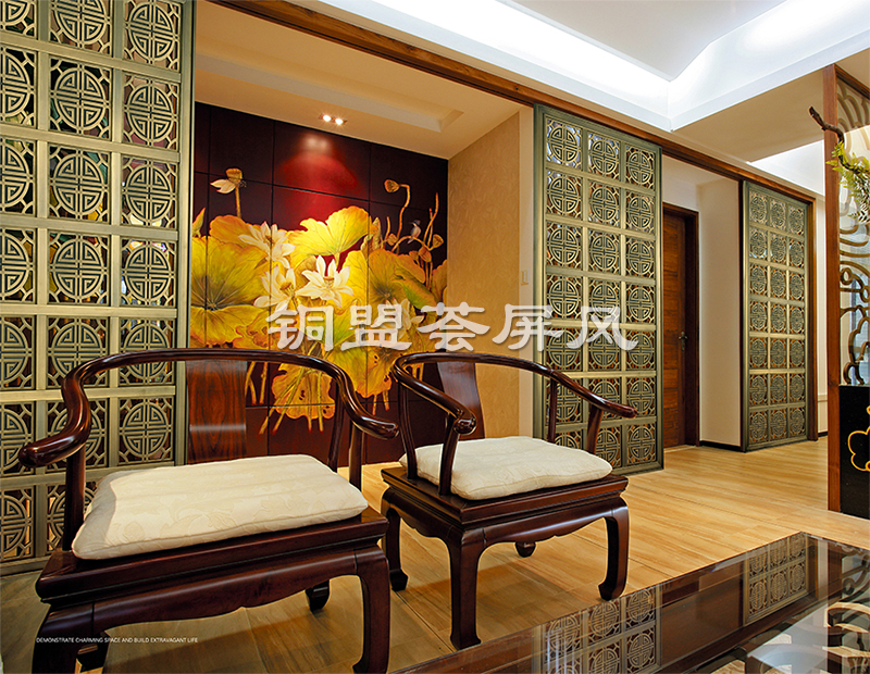 P012,純銅屏風(fēng)隔斷,中式復(fù)古隔斷